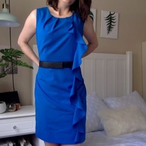 Calvin Klein Cobalt Blue Cocktail Dress, Belted